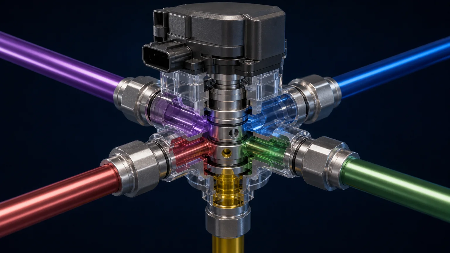 Typical five way refrigerant valve port mapping by heat pump mode