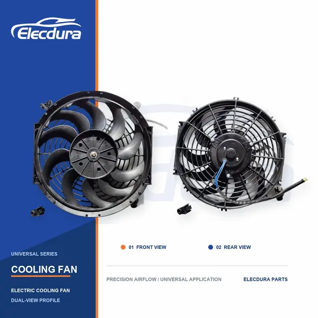 Kipas Pendingin Radiator Universal 12 Inci Pisau Melengkung 120W Grosir