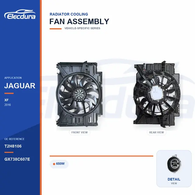 Radiator Cooling Fan Assembly for Jaguar XF 650W T2H8106 Bulk Supply