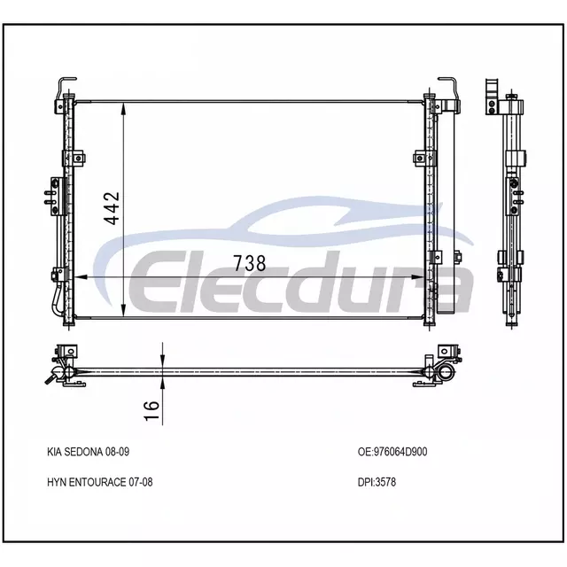976064D900 Hyundai Entourace 2007-2008 Klima Kondenser Komplesi