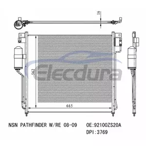 92100ZS20A Nissan Pathfinder 2008-2009 A/C Condenser 16mm Core