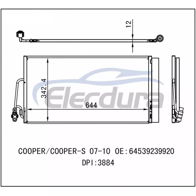 6453.6.941.084 MINI Cooper 2007-2010 A/C Condenser with Drier