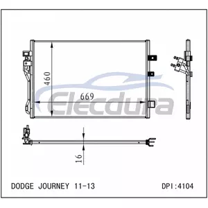 68102117AA Dodge Dge Journey 2011-2015 A/C Condenser 16mm Core