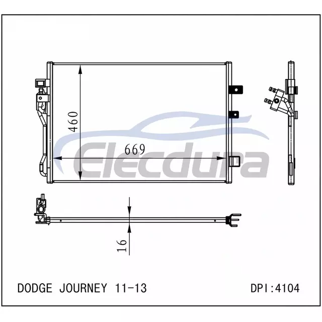 68102117AA Dodge Dge Journey 2011-2015 A/C kondenz&aacute;tor 16mm j&aacute;dro