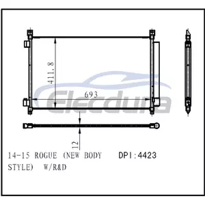 921004BA0A Nissan Rogue 2014-2015 A/C Condenser 12mm Core