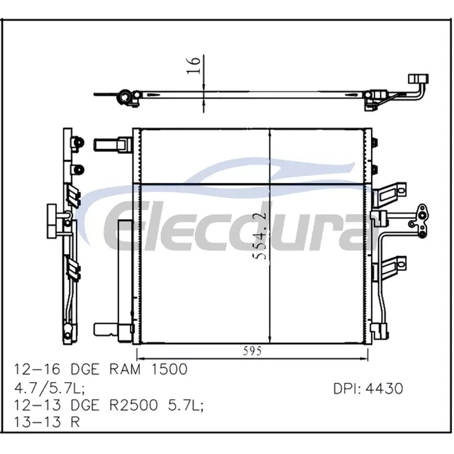 52014588AB Dodge Ram 1500 2012-2016 A/C kondenz&aacute;tor 16mm j&aacute;dro