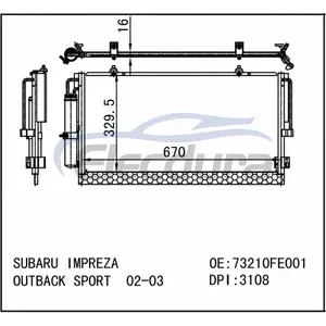 73210FE000 Subaru Impreza 2002-2003 A/C Condenser