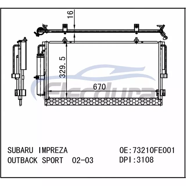 73210FE000 Subaru Impreza 2002-2003 A/C Condenser