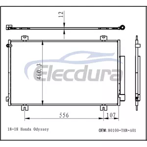 80100-THR-A01 Honda Odyssey 2018-2019 A/C Condenser Assembly 12mm Core