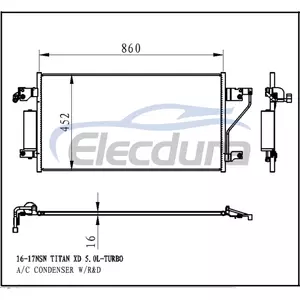 92100EZ40A Nissan Titan Xd -Turbo 2016-2017 5.0L A/C Condenser 16mm Core