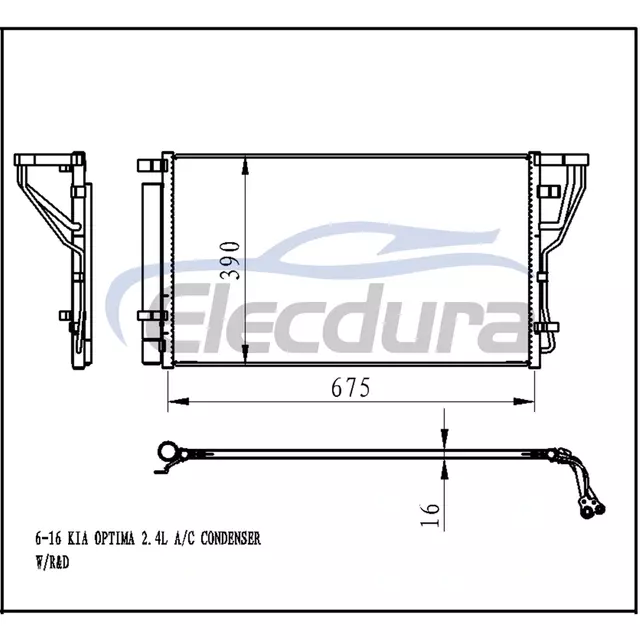97606C1001 Kia Optima 2016+ 2.4L A/C Condenser 16mm Core