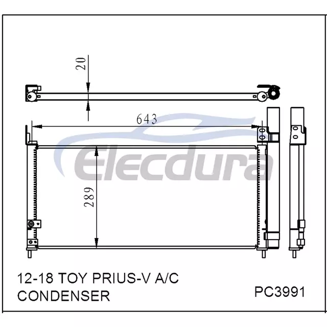 88460-47170 Toyota Toy Prius-V 2012-2018 kl&iacute;makondenz&aacute;tor szerelv&eacute;ny
