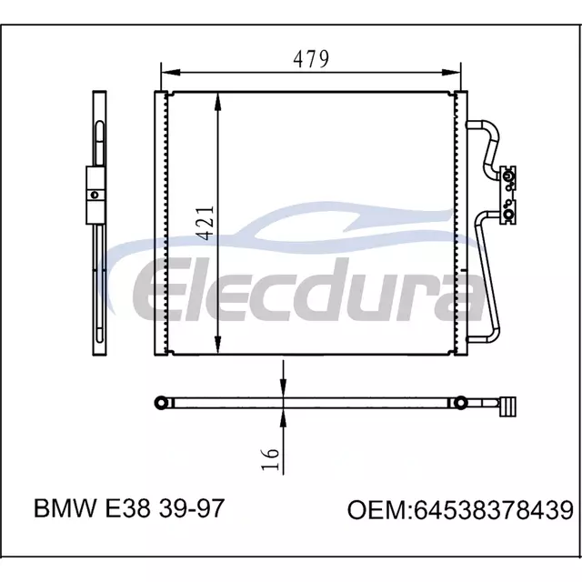 64538378439 BMW ซีรีส์ 7 E38 1994-2001 คอนเดนเซอร์เครื่องปรับอากาศ