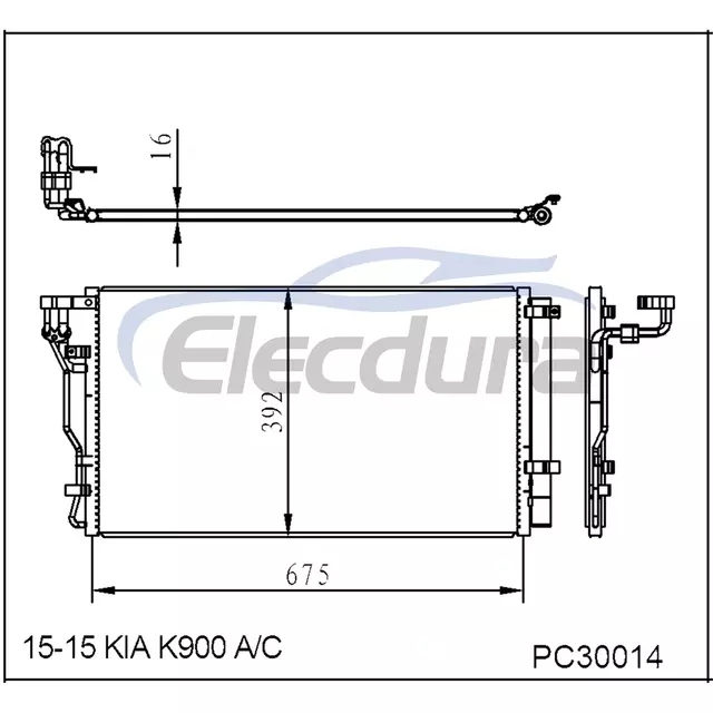 976063T000 Kia K900 2015-2016 A/C kondensatorsamling