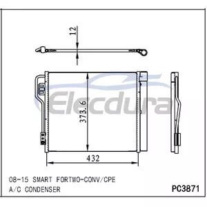 4515000054 Mercedes-Benz Fortwo 2008-2016 A/C Condenser 12mm Core