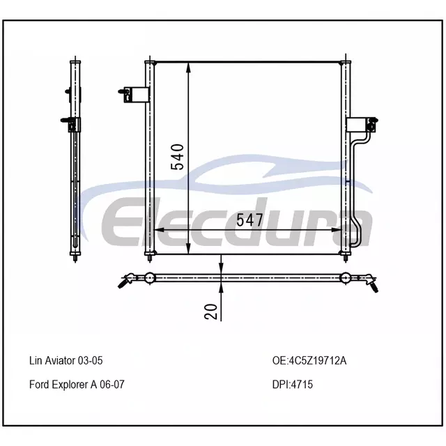 4C5Z19712A Ford Explorer A 2006-2007 Klimaanlagenkondensator