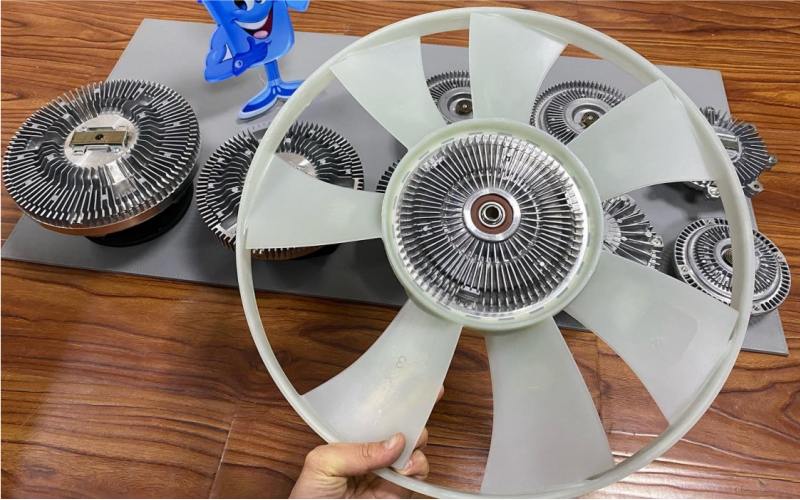 Fan clutch and cooling fan assembly prepared for customer inspection