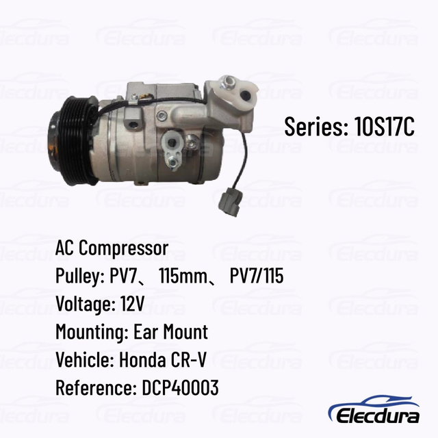 DCP40003 A/C compressor for Honda CR-V 12V PV7/115 ear mount aftermarket replacement