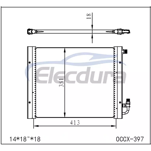 Universal A/C Condenser 14" &times; 18" Inch with 18 mm Core