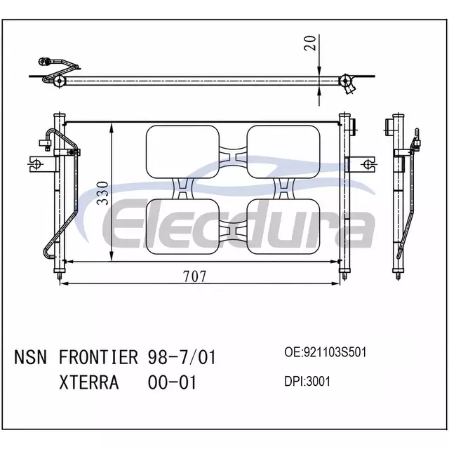 921103S501 Nissan Frontier 1998-2001 A/C Condenser