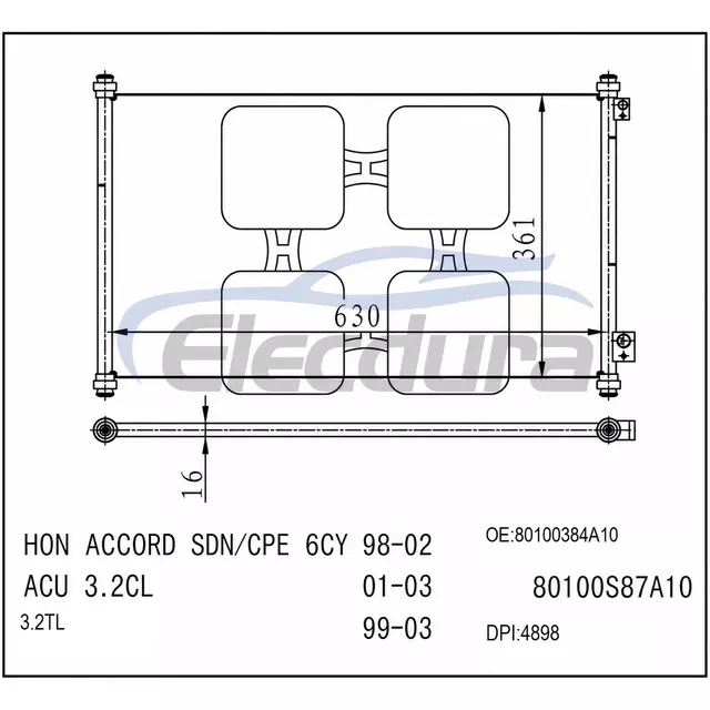 80100384A10 Honda Accord 1998-2002 A/C Condenser Assembly
