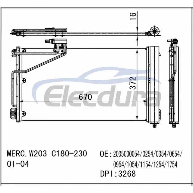 203500-0054 Mercedes-Benz C230 2001-2005 A/C Condenser
