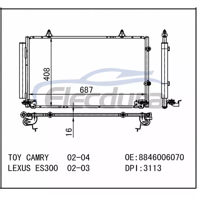 8846006070 Lexus Es300 2002-2006 A/C Condenser