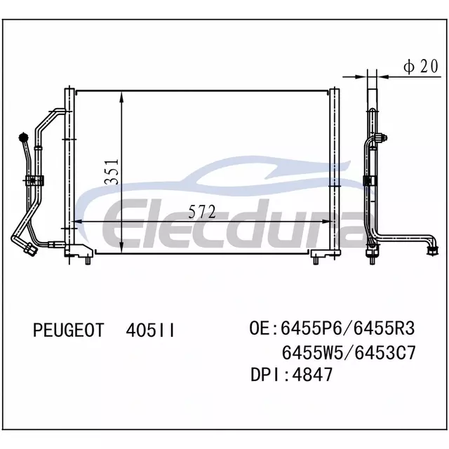6455.R3 Peugeot 405 1989-1992 A/C Condenser