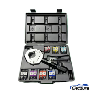 Handheld hydraulic A/C hose crimping tool kit for bulk automotive repair tool supply
