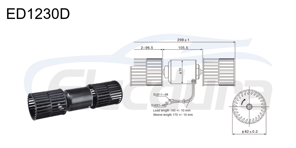 13.5V 100W HVAC blower motor for Hyundai Mini Excavator, 3500rpm speed
