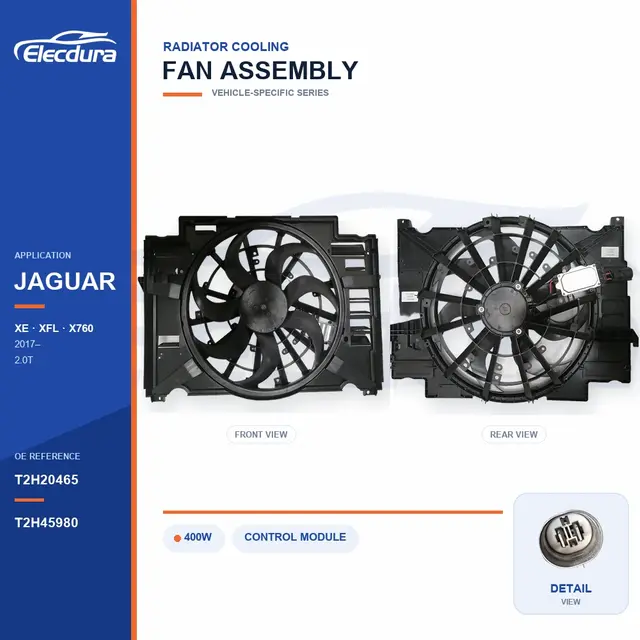 Radiator Cooling Fan Assembly for Jaguar XE X760 / XFL 400W T2H20465 Bulk Supply