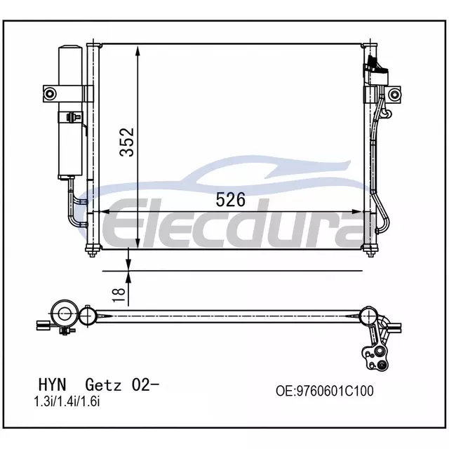 976061C100 Hyundai Getz 1 3i 2002+ A/C Condenser