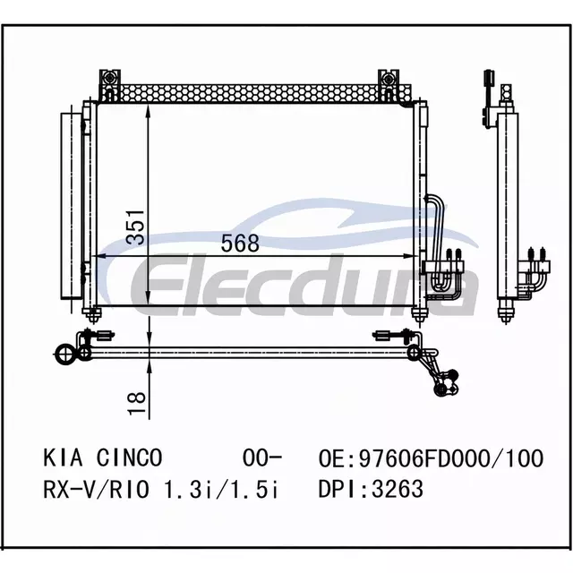 97606-FD000 Kia Cinco 2000+ A/C Condenser