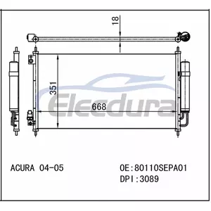 80110SEPA01 ฮอนด้า Acu Tl 2004-2008 คอนเดนเซอร์เครื่องปรับอากาศ