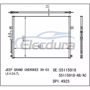 55115918 Jeep Grand Cherokee L6 4 0 1999-2003 L6 / 4.7L A/C Condenser
