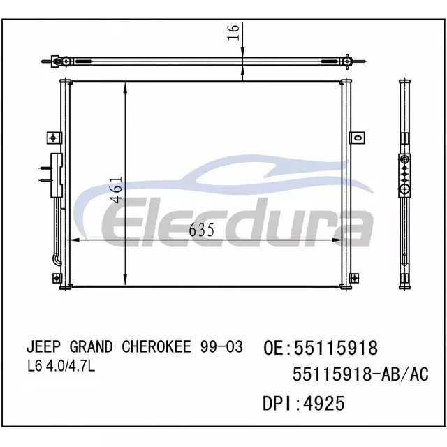 55115918 Jeep Grand Cherokee L6 4 0 1999-2003 L6 / 4.7L A/C Condenser