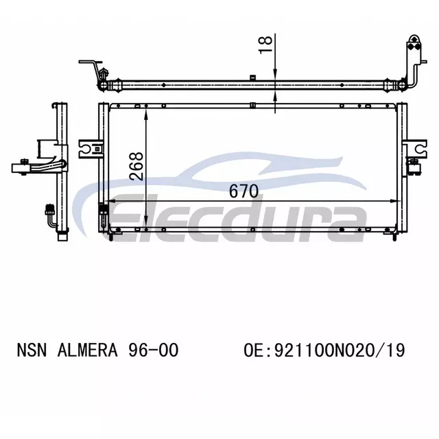 921100N020 Nissan Almera 1996-2000 A/C Condenser