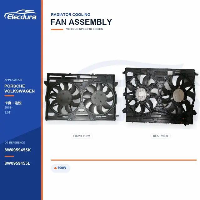 Radiator Cooling Fan Assembly for Porsche Cayenne / Touareg 600W 8W0959455K Bulk Supply