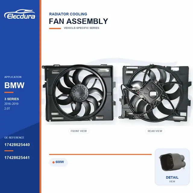 Radiator Cooling Fan Assembly for BMW 3 Series 600W 17428625440 Bulk Supply