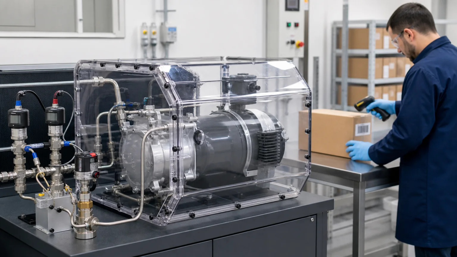 AC compressor functional test and distributor traceability check