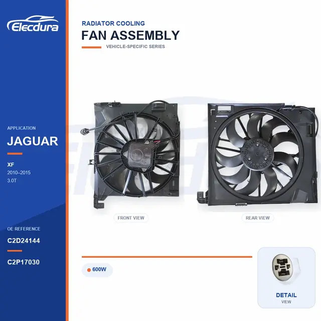 Radiator Cooling Fan Assembly for Jaguar XF / XJ-XJR 600W C2D24144 Bulk Supply