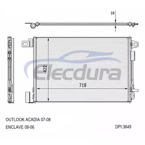 PC3649P Buick Enclave 2008-2017 A/C Condenser with Accumulator/Drier