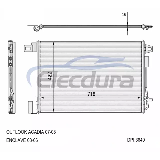 PC3649P Buick Enclave 2008-2017 A/C Condenser with Accumulator/Drier