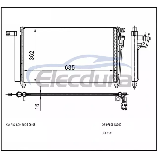 976061G000 Kia Rio- Rio5 2006-2008 A/C Condenser