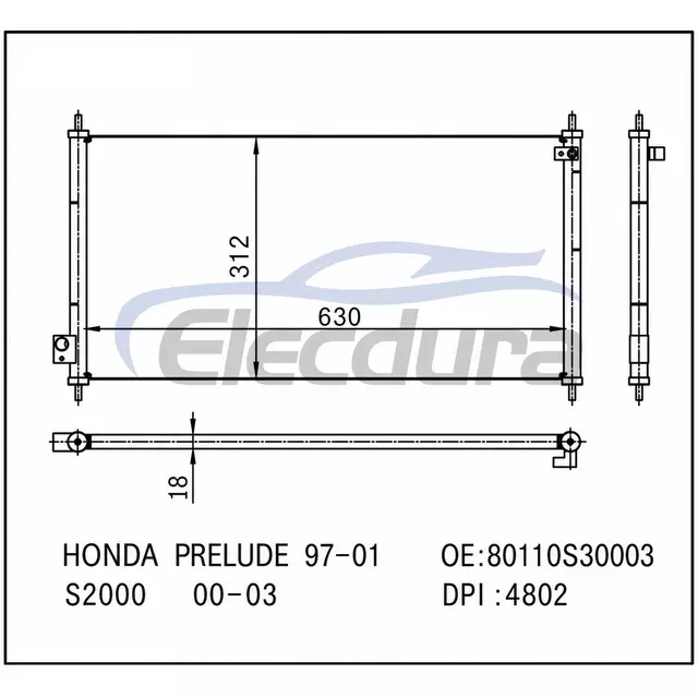 80110S30003 Honda Prelude 1997-2001 A/C Condenser