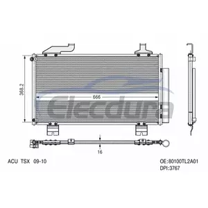 80100TL2A01 Acura TSX 2009-2014 A/Cคอนเดนเซอร์ชุด