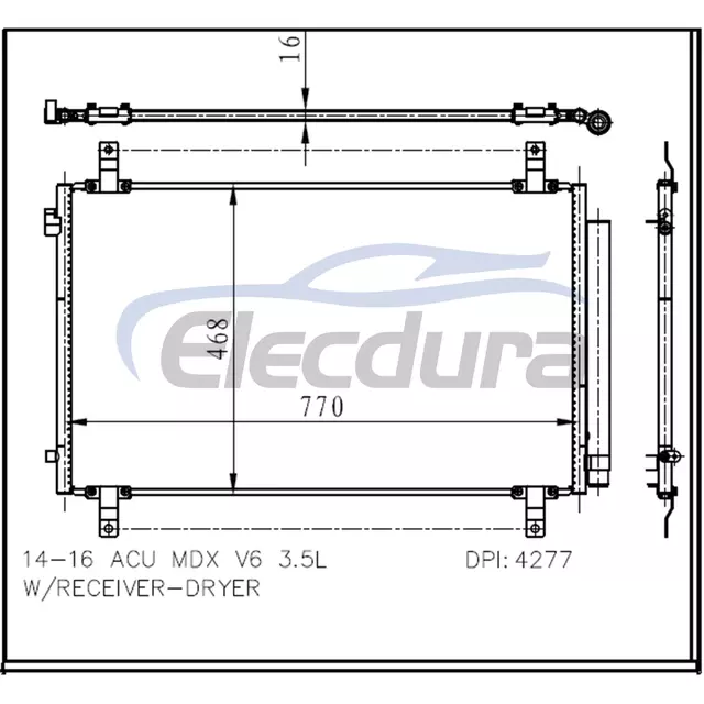 80100TZ5A03 Honda Acu Mdx 2014-2016 V6 A/C Condenser Assembly 16mm Core