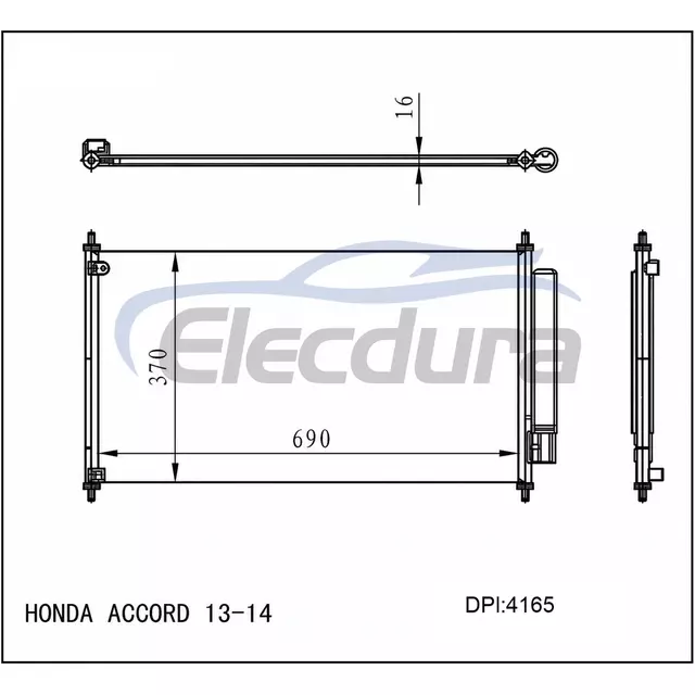 80110T2FA01 Honda Accord 2013-2014 A/C Condenser 16mm Core