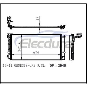 976062M100 Hyundai Genesis 2010-2012 3.8LA/C kondenz&aacute;tor vevővel/sz&aacute;r&iacute;t&oacute;val