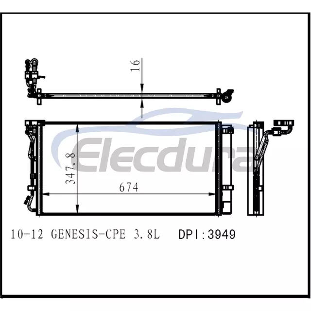 976062M100 Hyundai Genesis 2010-2012 3.8L A/C Condenser with Receiver/Drier